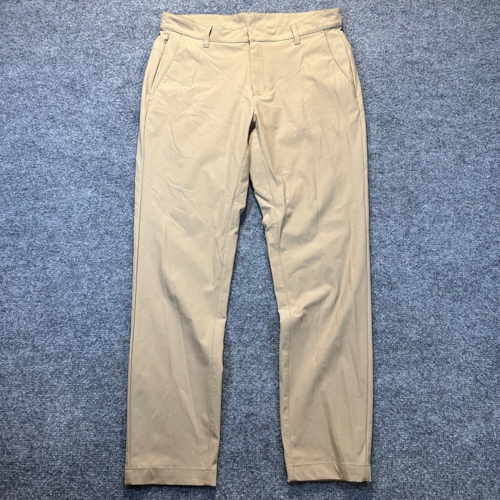Fabletics Only-Go Pants Mens 34 Tan Khaki Technical Commuter Chino Athletic